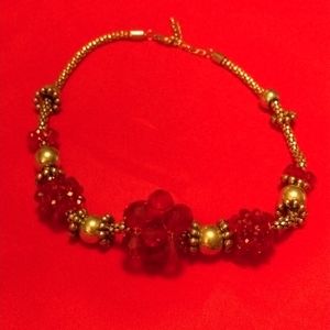 Red and Silver Necklace with extension